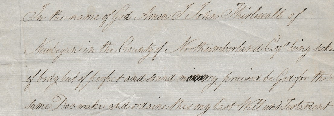Extracted Will of John Thirlewall